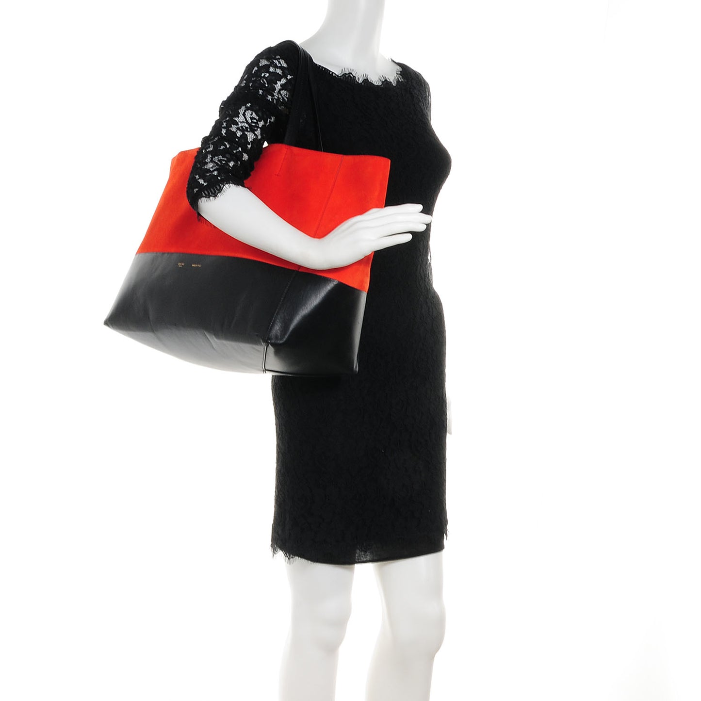 Lambskin Suede Horizontal Bi-Cabas Coral