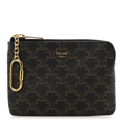 Celine Triomphe Canvas Coin and Card Pouch With Hook Black 1 of 6