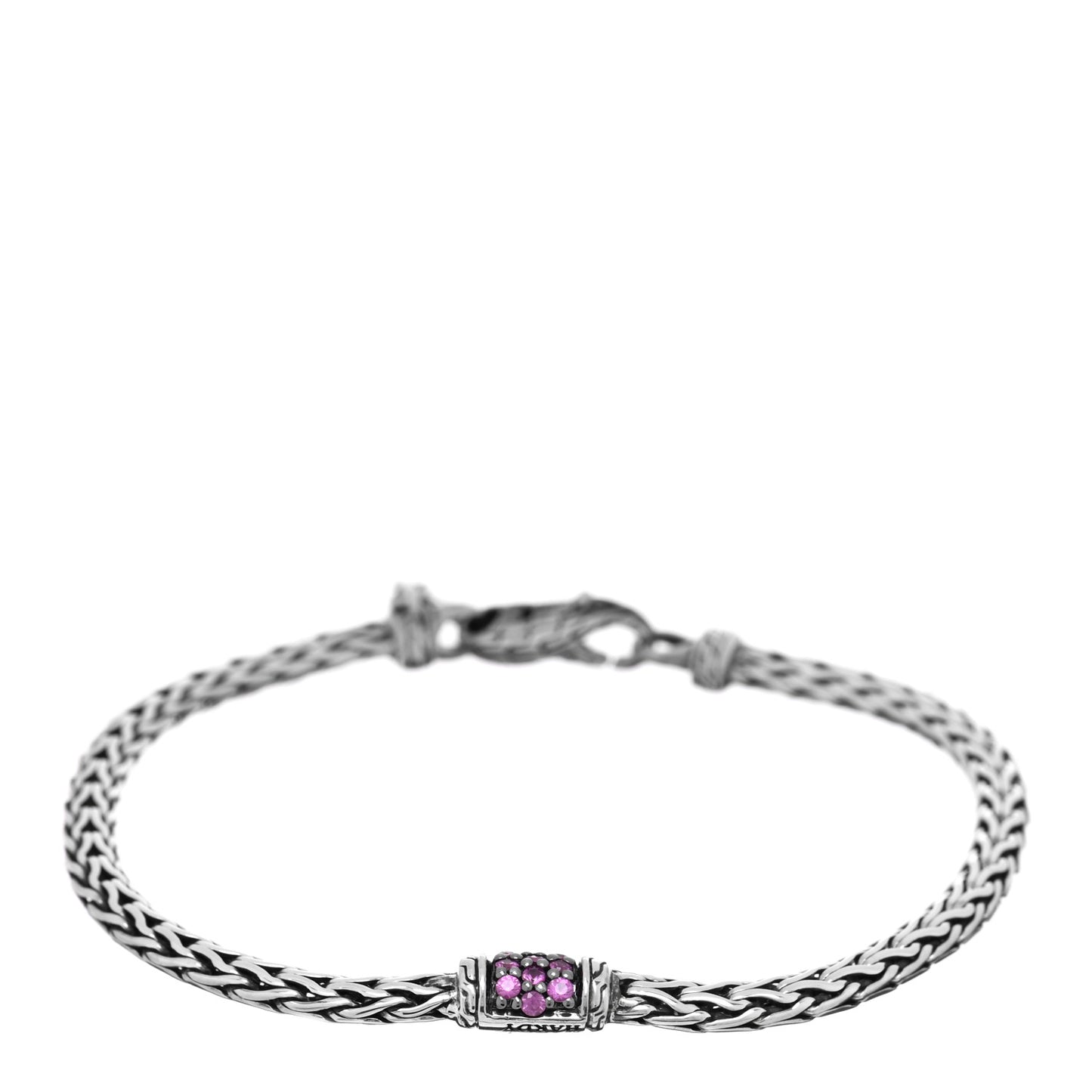 Sterling Silver Pink Sapphire 3.5mm Classic Chain Bracelet