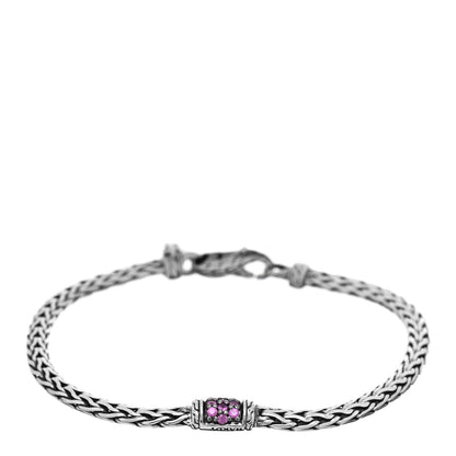 John Hardy Sterling Silver Pink Sapphire 3.5mm Classic Chain Bracelet 1 of 3