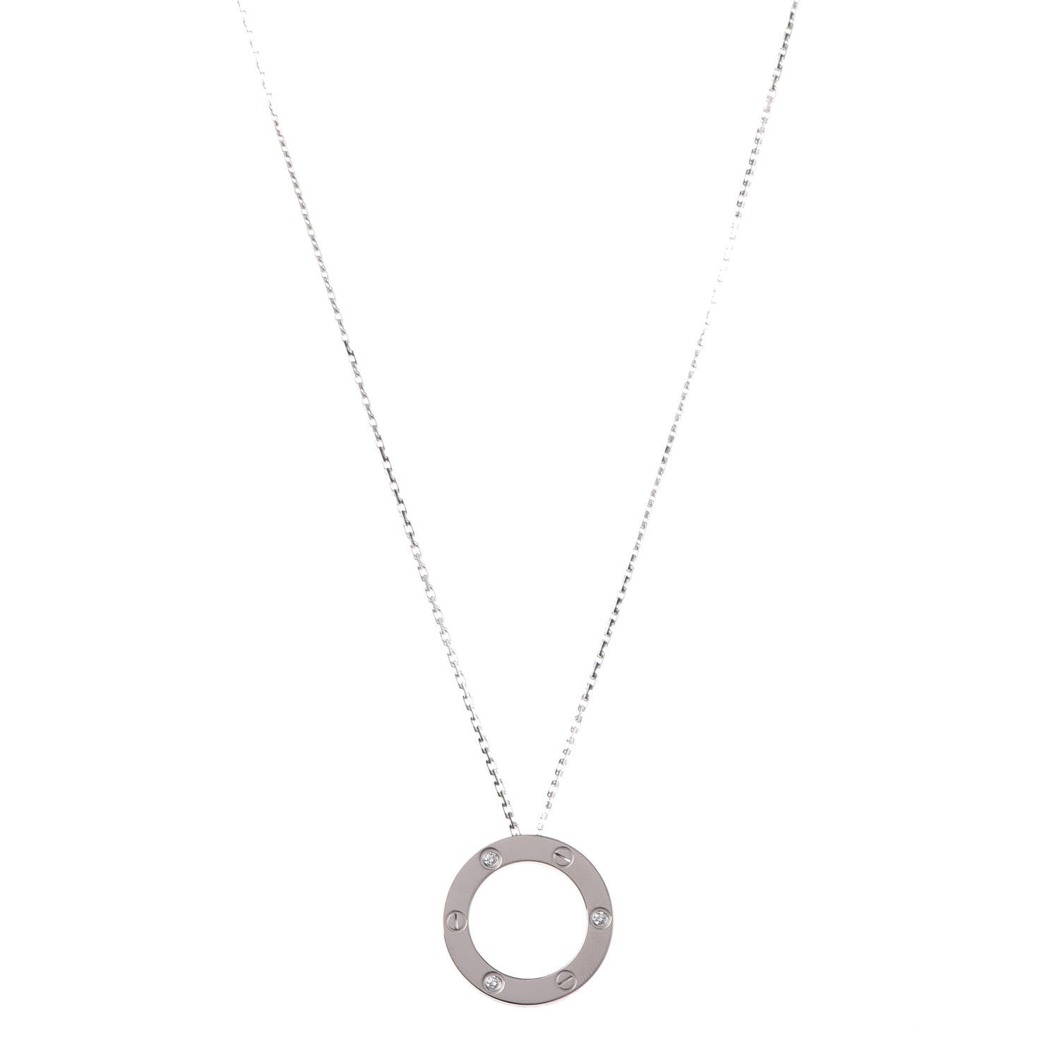 Cartier 18K White Gold 3 Diamonds LOVE Pendant Necklace 1 of 7