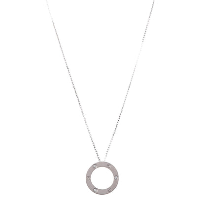 Cartier 18K White Gold 3 Diamonds LOVE Pendant Necklace 1 of 7