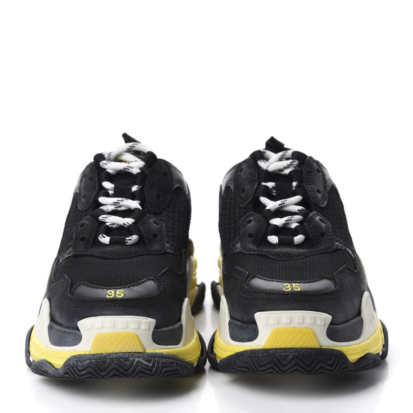 Fabric Mesh Womens Triple S Sneakers 35 Black Yellow