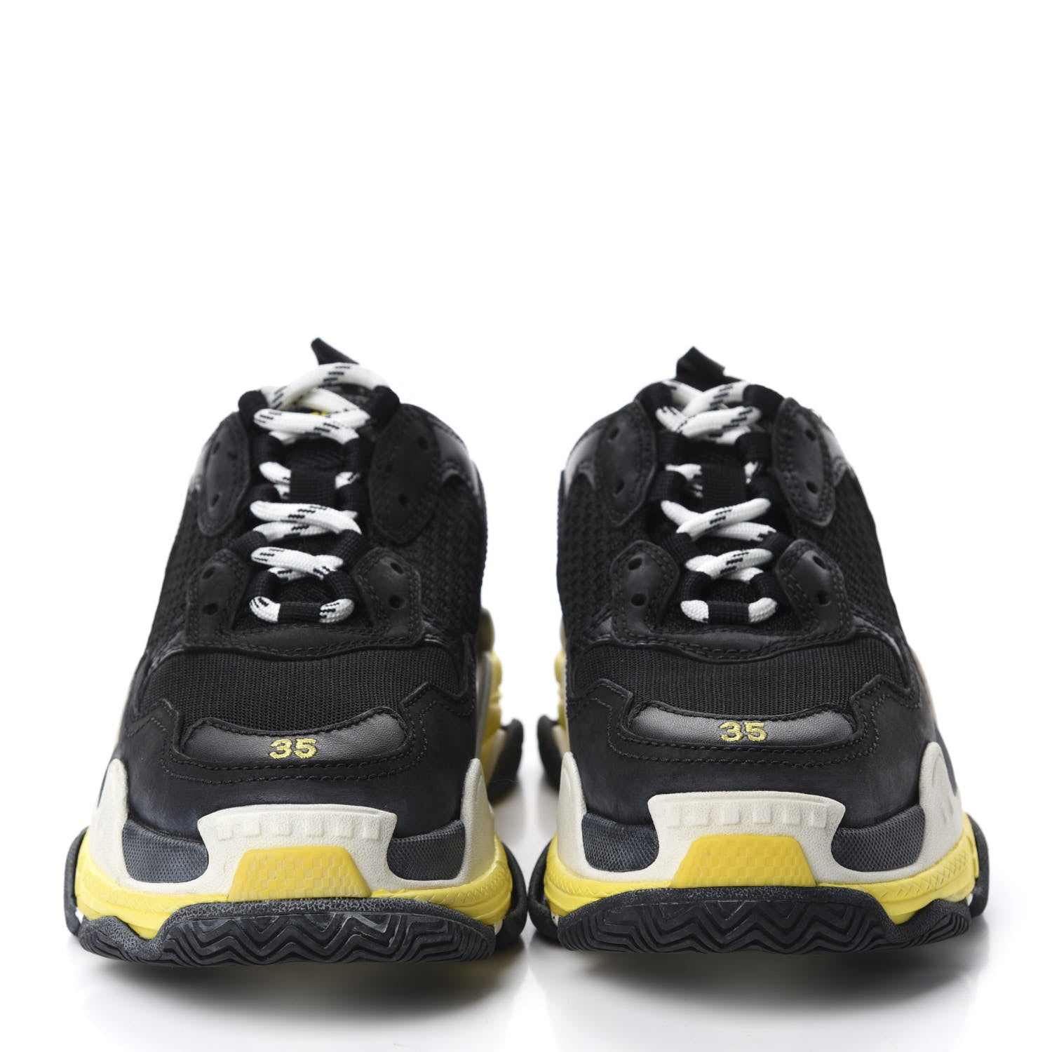 Balenciaga Fabric Mesh Womens Triple S Sneakers 35 Black Yellow 2 of 8