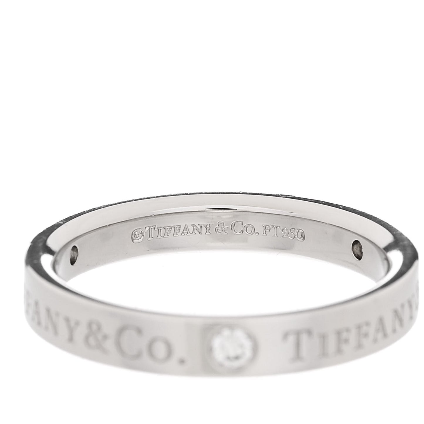 Platinum Diamond Logo Band Ring 49 5
