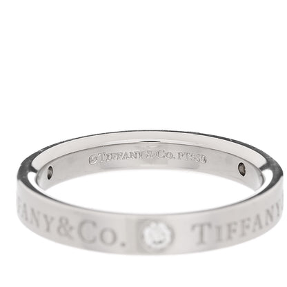Tiffany Platinum Diamond Logo Band Ring 49 5 4 of 4
