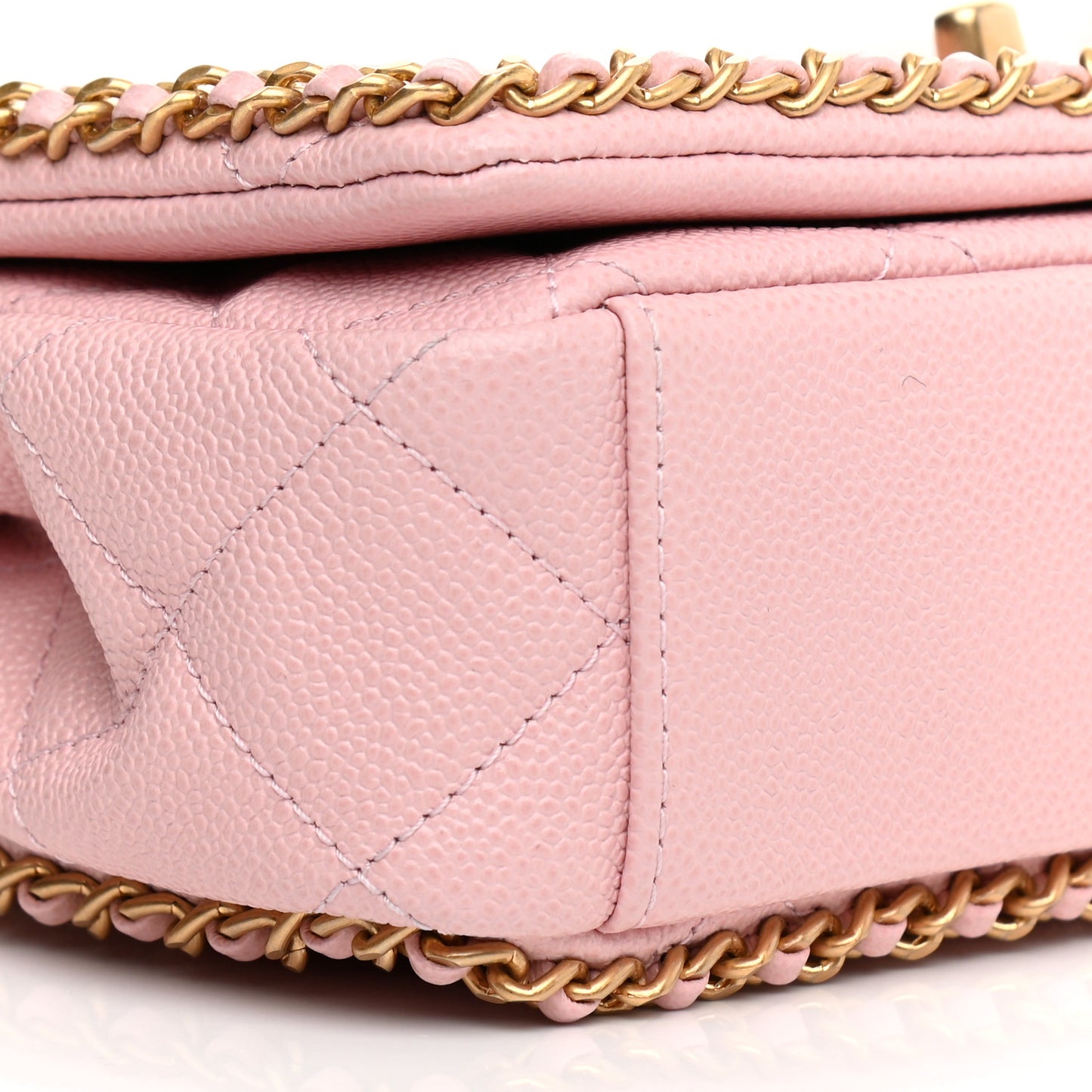 Caviar Quilted Chain Flap Pink
