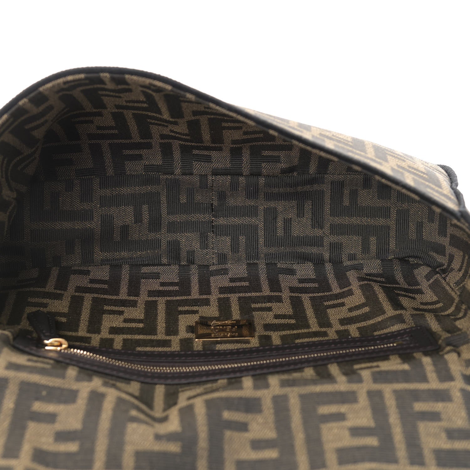 Fendi Fabric Jacquard FF 1974 Medium Baguette Tobacco Moro Black 5 of 9