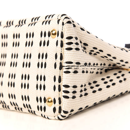 Prada Canapa Woven Tote White Black 8 of 9