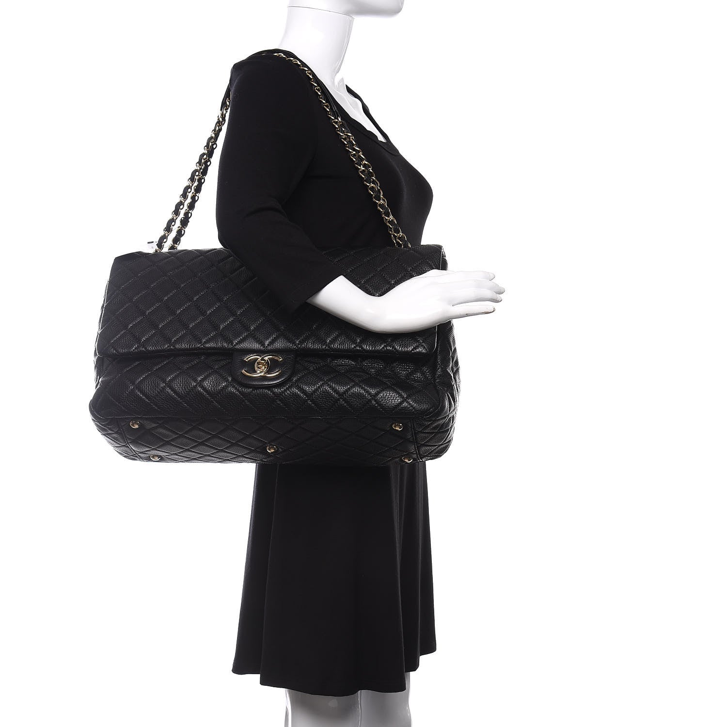 Chanel Calfskin Quilted XXL Travel Flap Bag Black 2 of 9