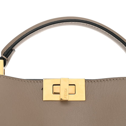 Fendi Vitello Tahiti Burro Medium Peekaboo Iconic Essentially Satchel Tortora Black 9 of 13