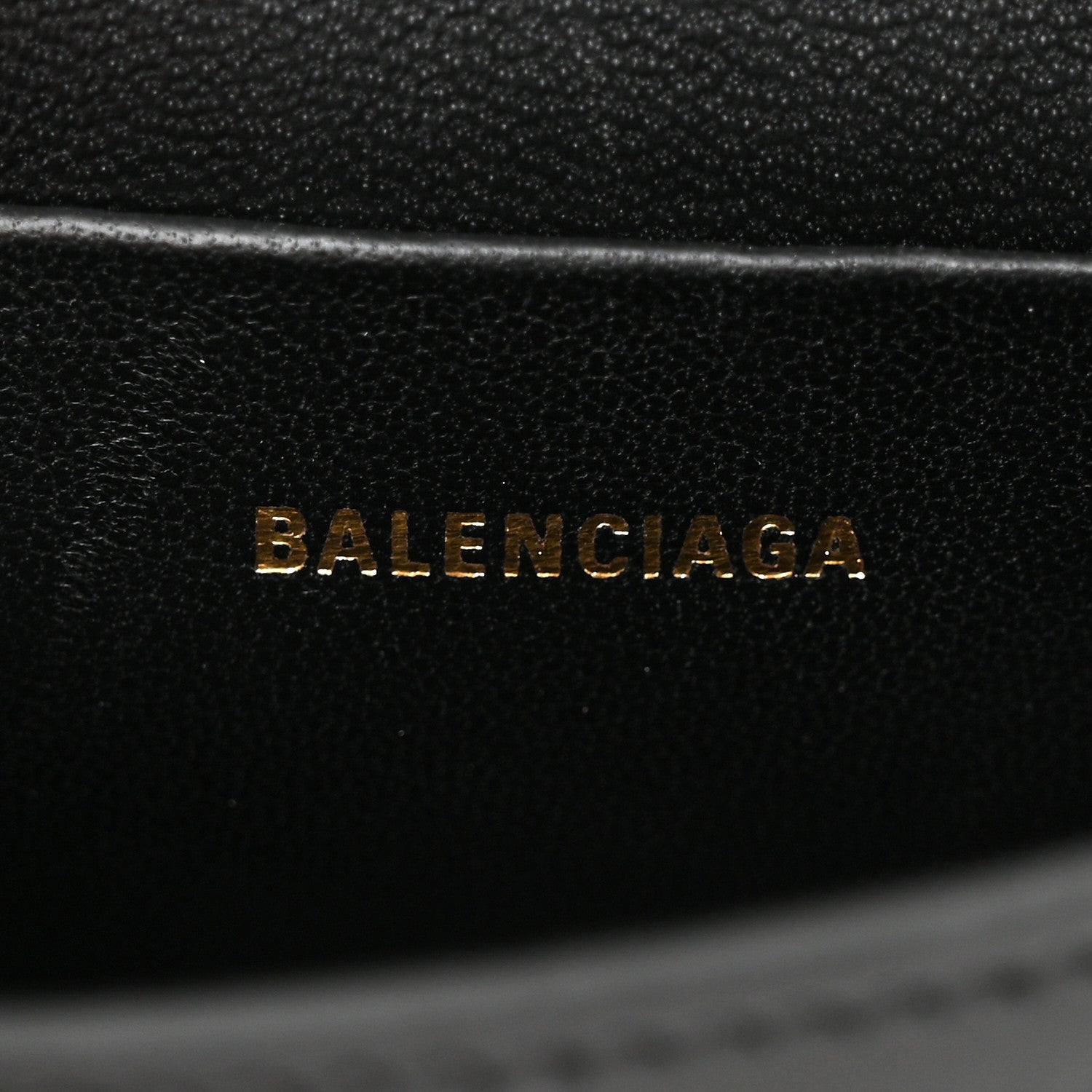 Balenciaga Shiny Calfskin Crocodile Embossed Hourglass Top Handle Bag Mini with Chain Black 6 of 9