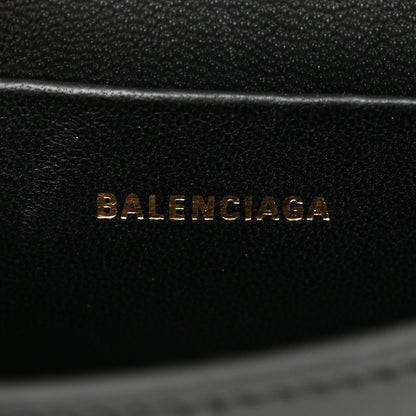 Balenciaga Shiny Calfskin Crocodile Embossed Hourglass Top Handle Bag Mini with Chain Black 6 of 9