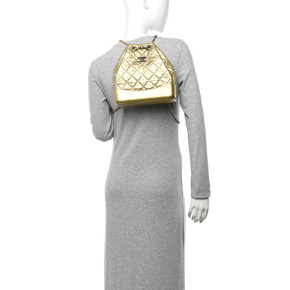 Chanel Metallic Lambskin Small Quilted Gabrielle Backpack Gold 2 of 10