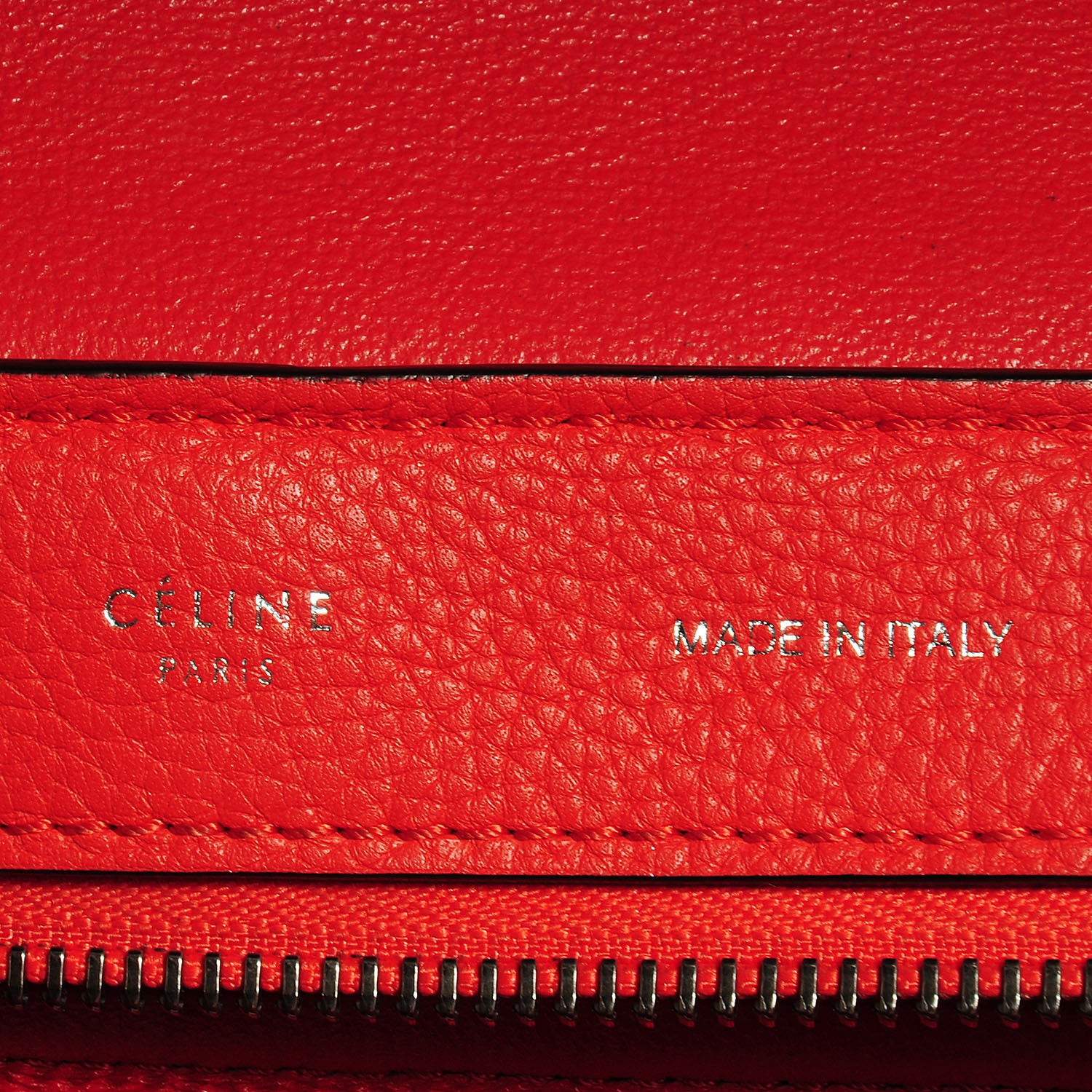 Celine Drummed Leather Suede Medium Trapeze Vermillion 9 of 10