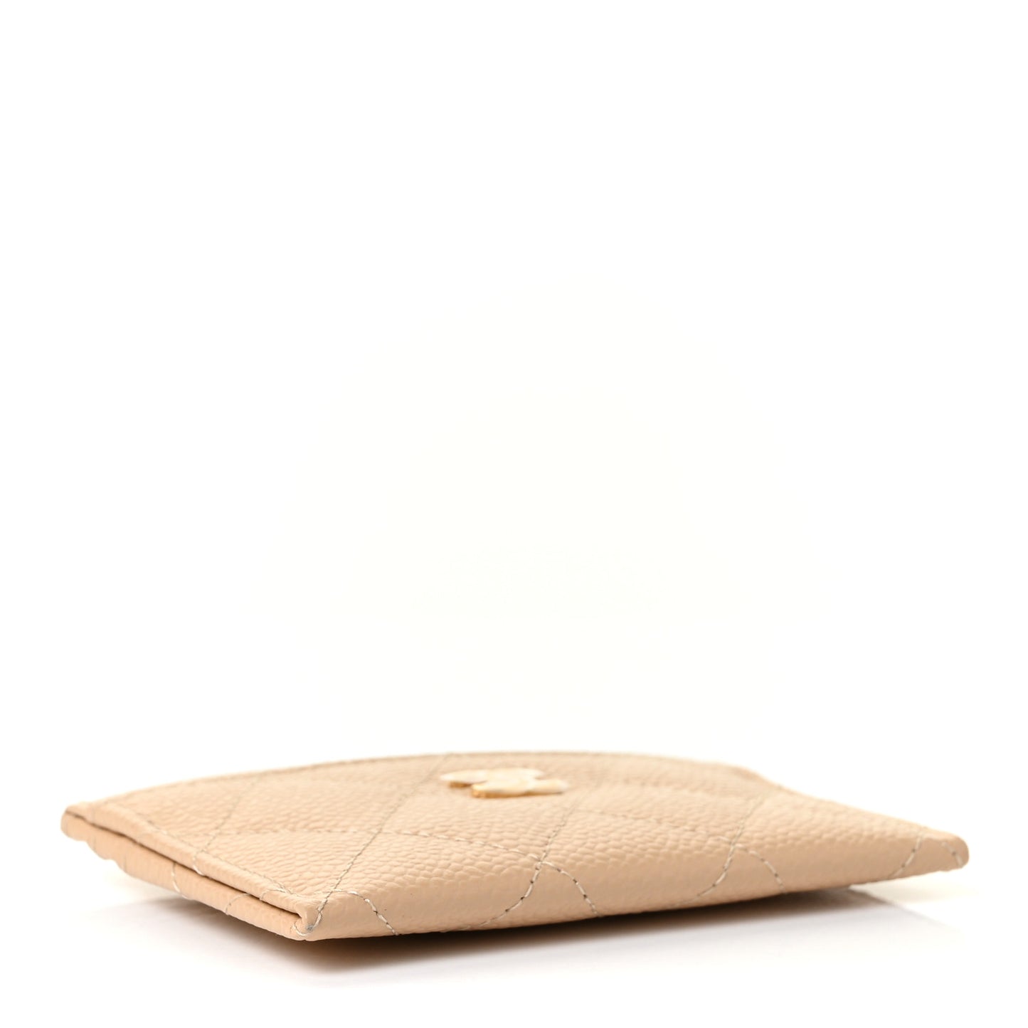 Caviar Quilted Card Holder Beige