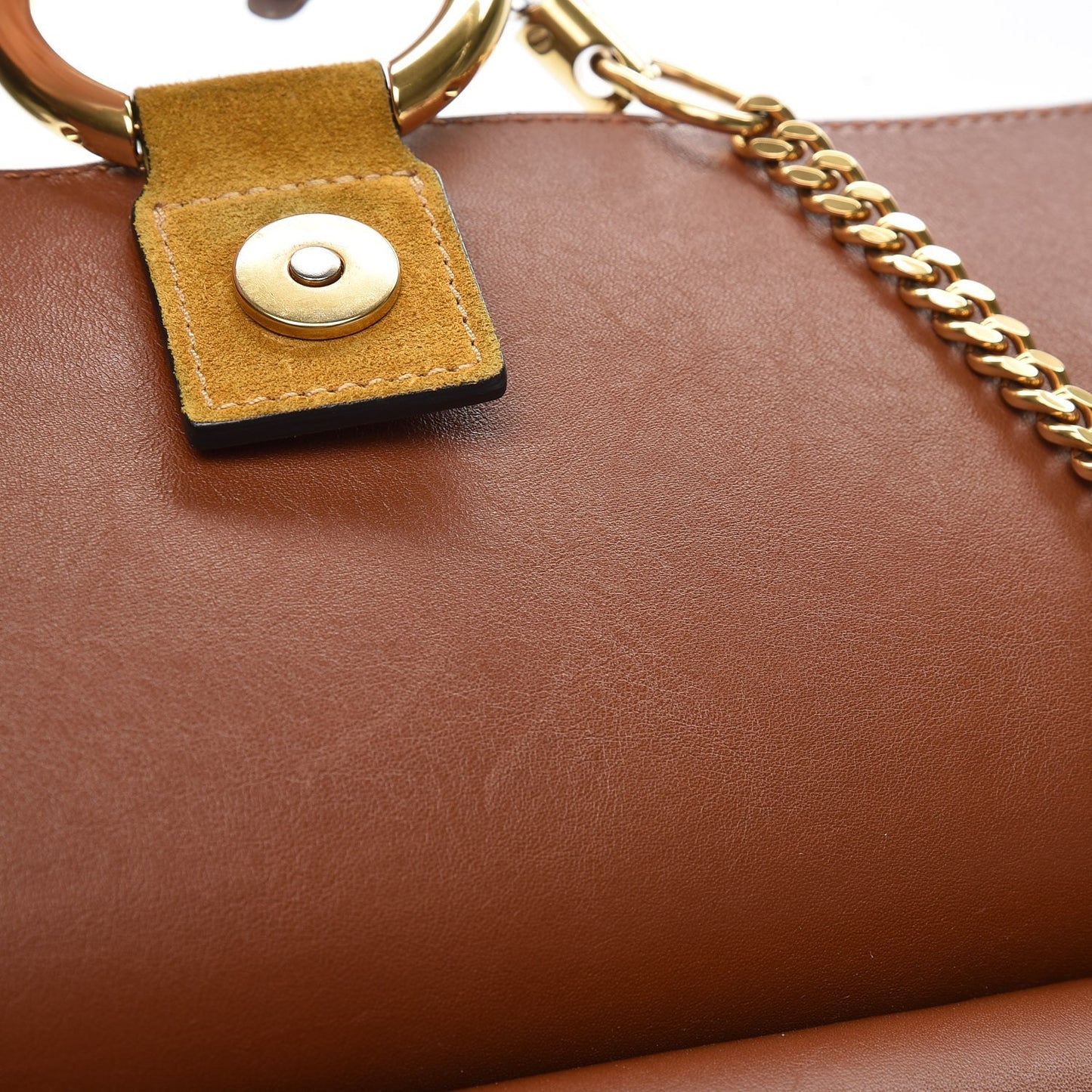 Suede Calfskin Patchwork Medium Faye Shoulder Bag Tobacco
