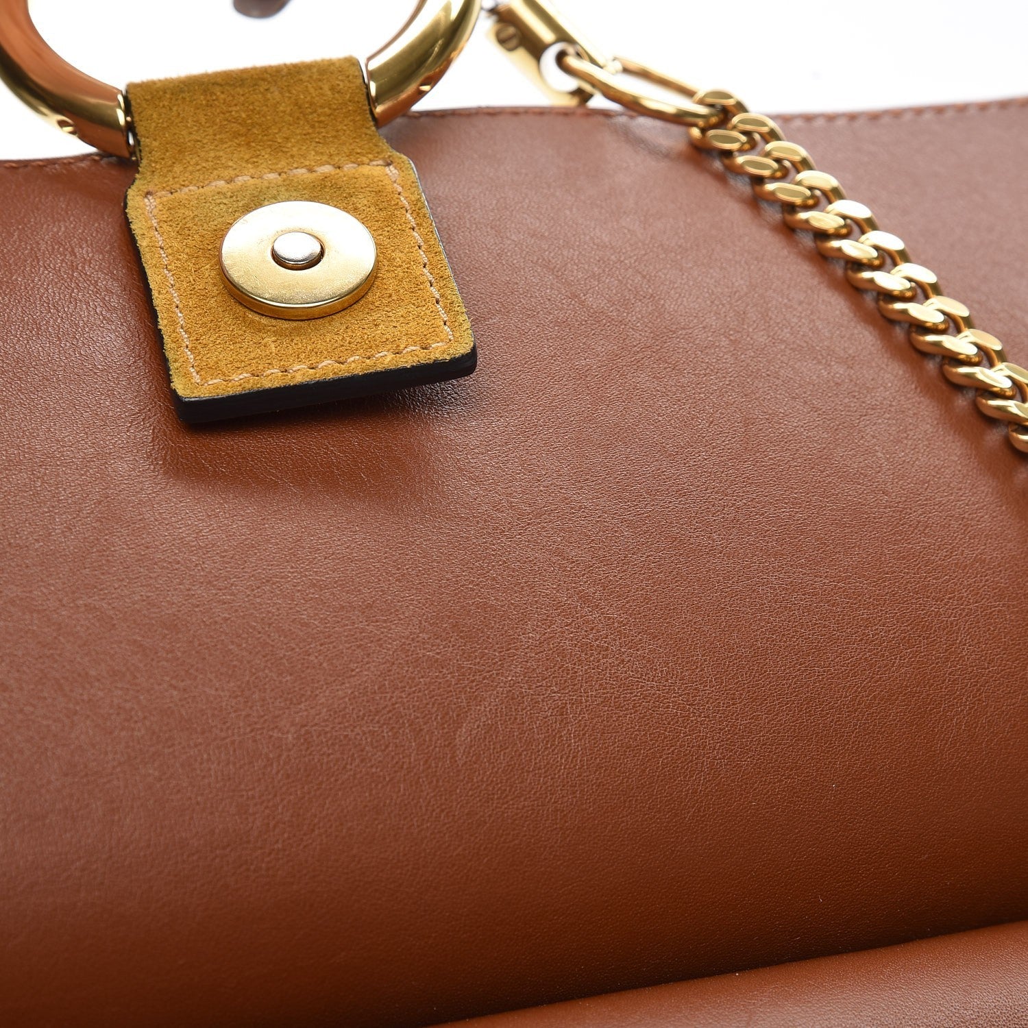 Chloe Suede Calfskin Patchwork Medium Faye Shoulder Bag Tobacco 11 of 12