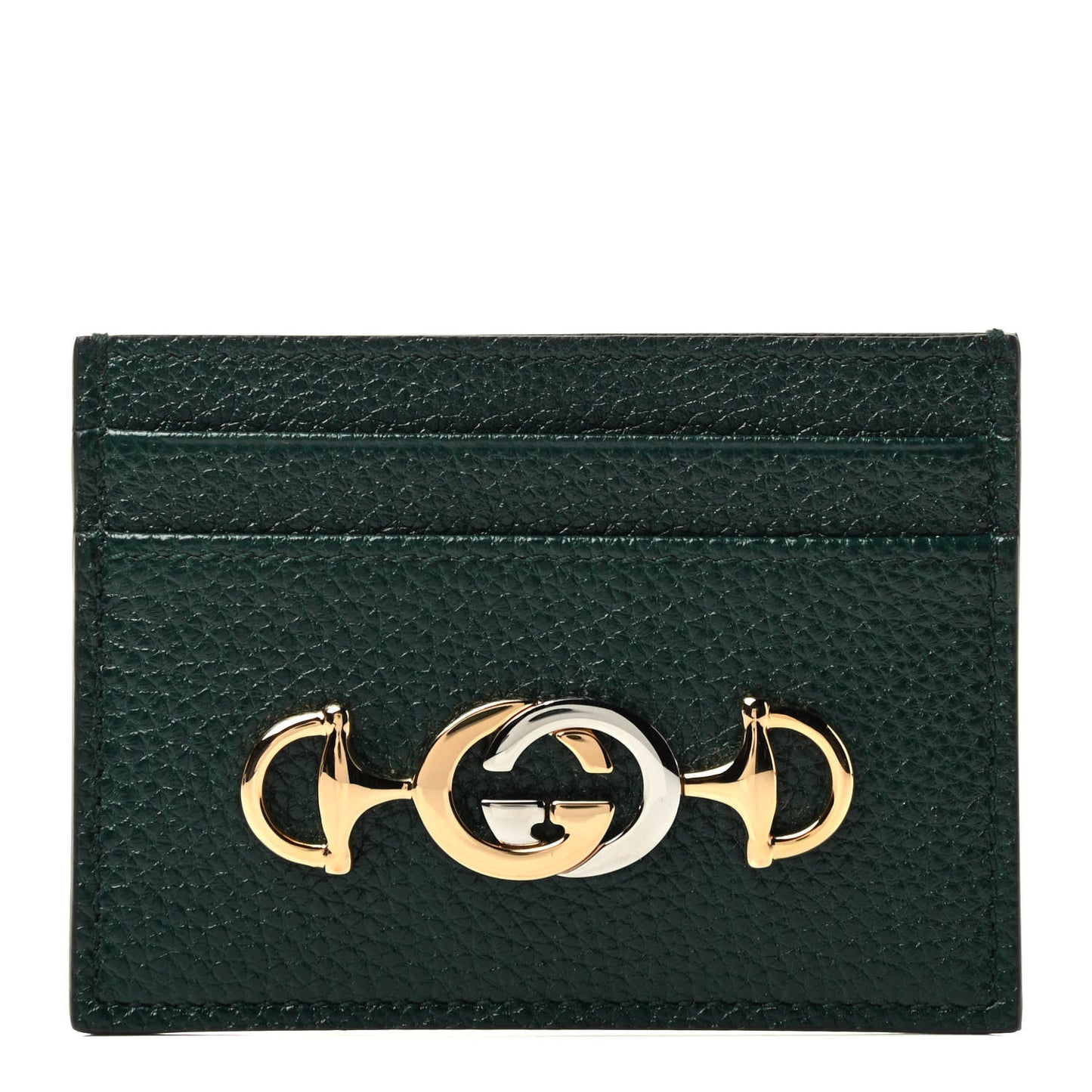 Grainy Calfskin Zumi Card Holder Vintage Green
