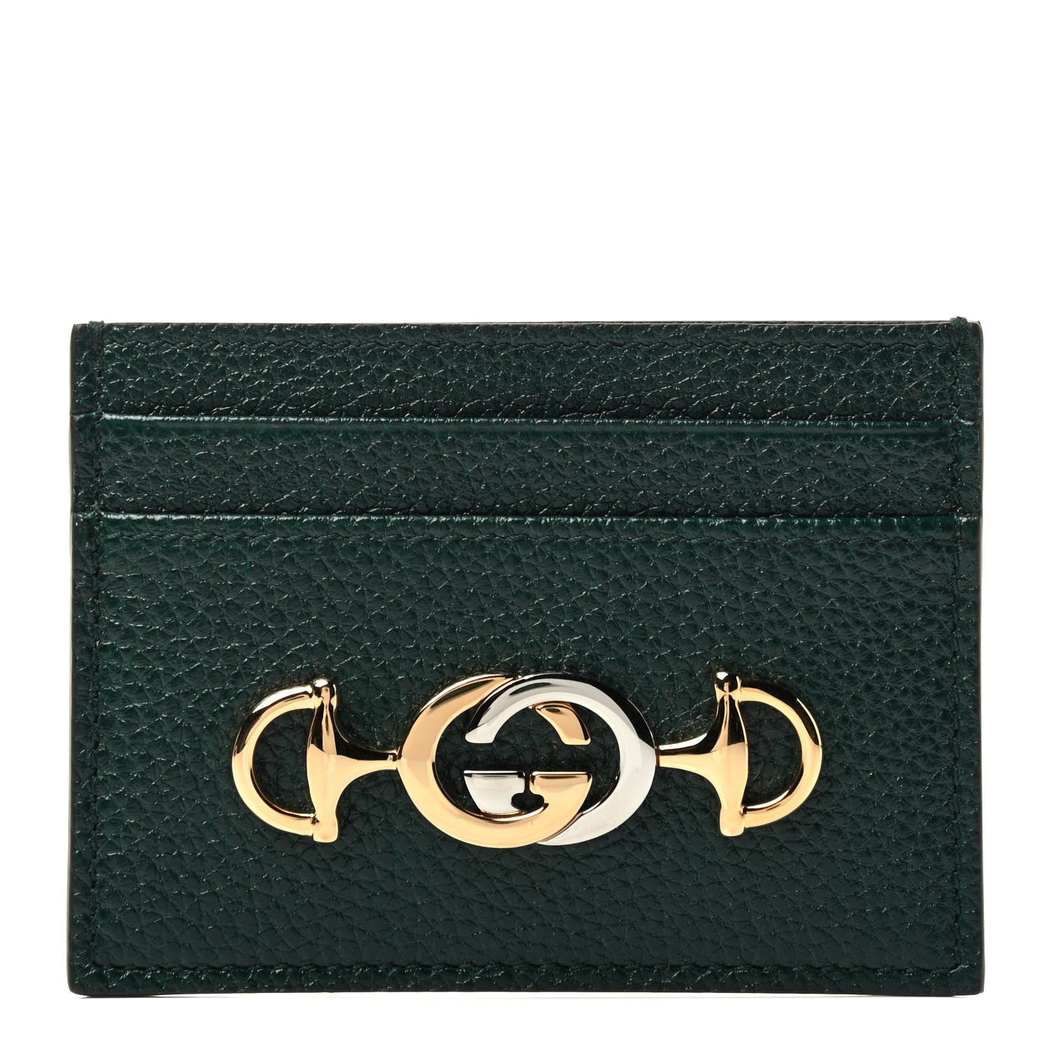 Gucci Grainy Calfskin Zumi Card Holder Vintage Green 1 of 3