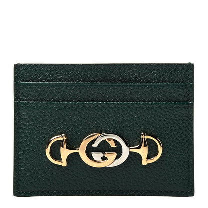 Gucci Grainy Calfskin Zumi Card Holder Vintage Green 1 of 3