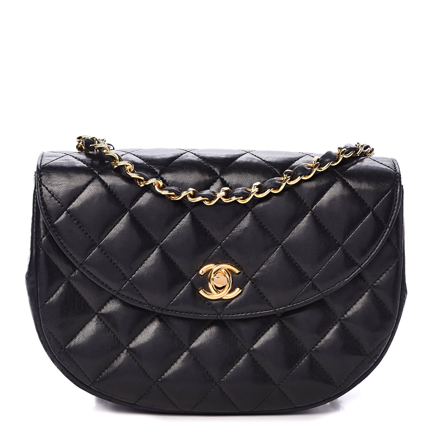 Lambskin Quilted Small Single Flap Black
