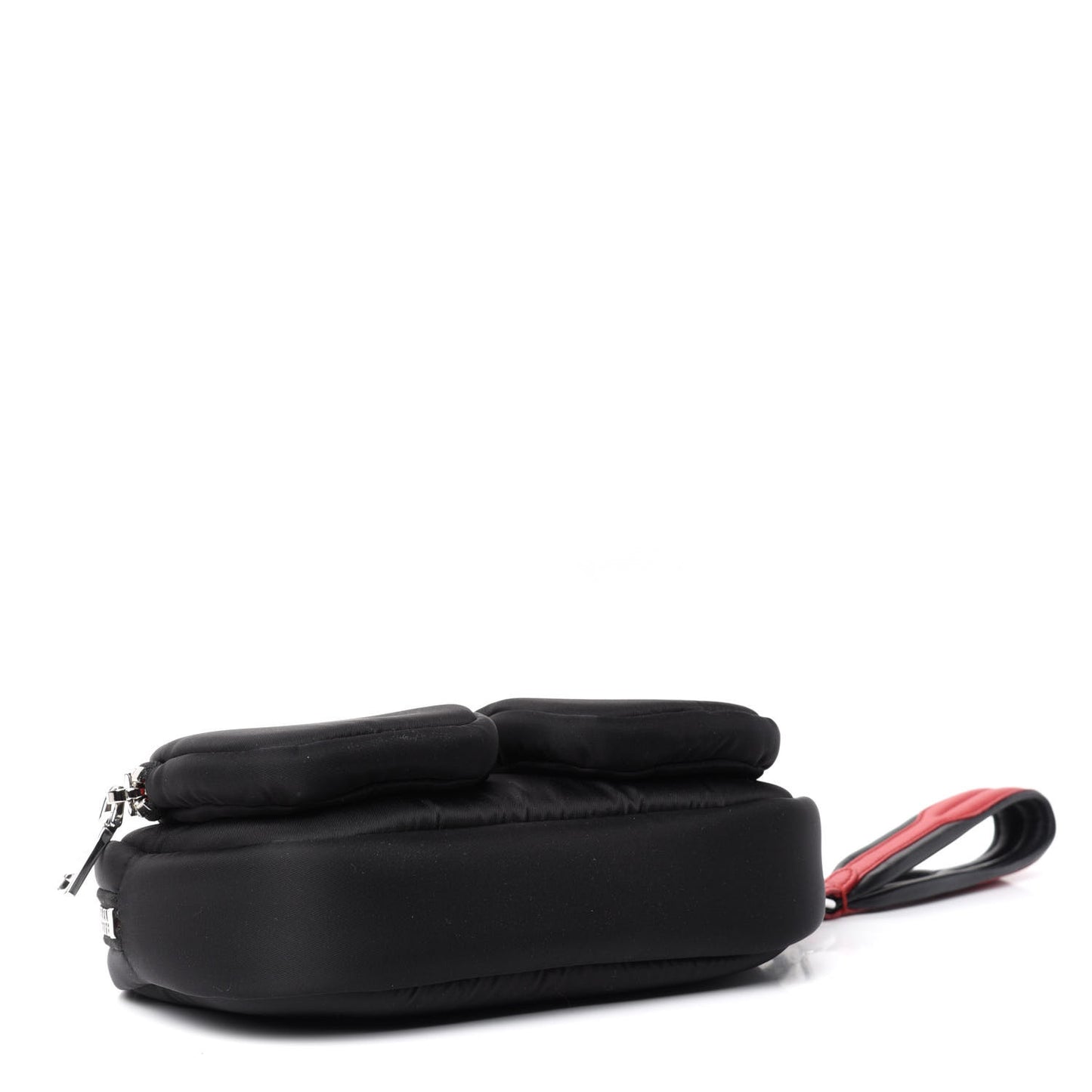 Tessuto Nylon Double Pocket Wristlet Pouch Black Fuoco