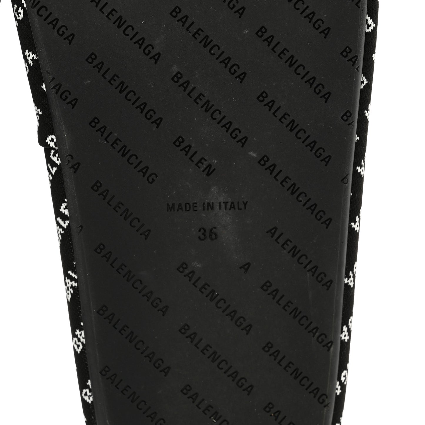Jacquard Allover Logo Rise Platform Sandals 36 Black White