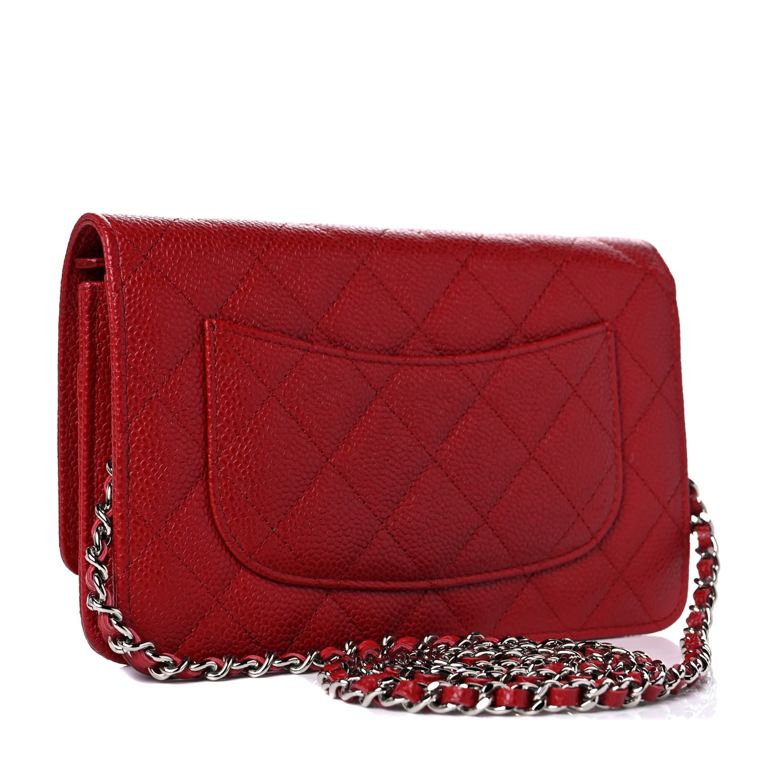 Chanel Caviar Quilted Wallet on Chain WOC Red 3 of 11