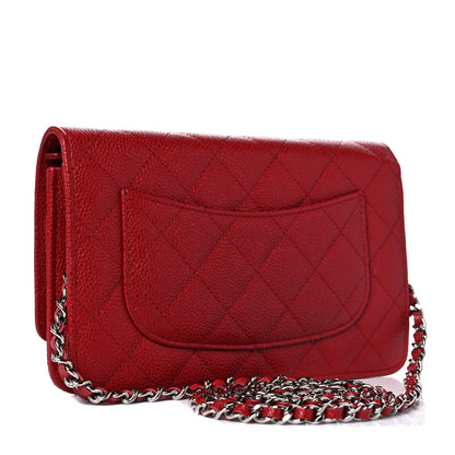 Chanel Caviar Quilted Wallet on Chain WOC Red 3 of 11