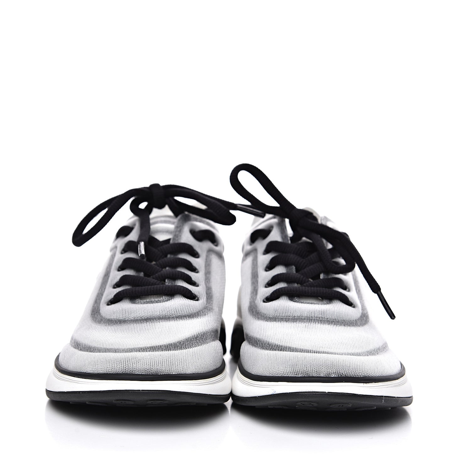 Calfskin Mesh Lycra Womens Logo Sneakers 36.5 White Black
