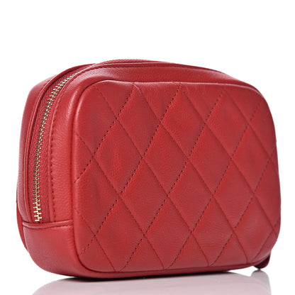 Chanel Caviar Quilted Small Curvy Pouch Cosmetic Case Dark Red 3 of 10