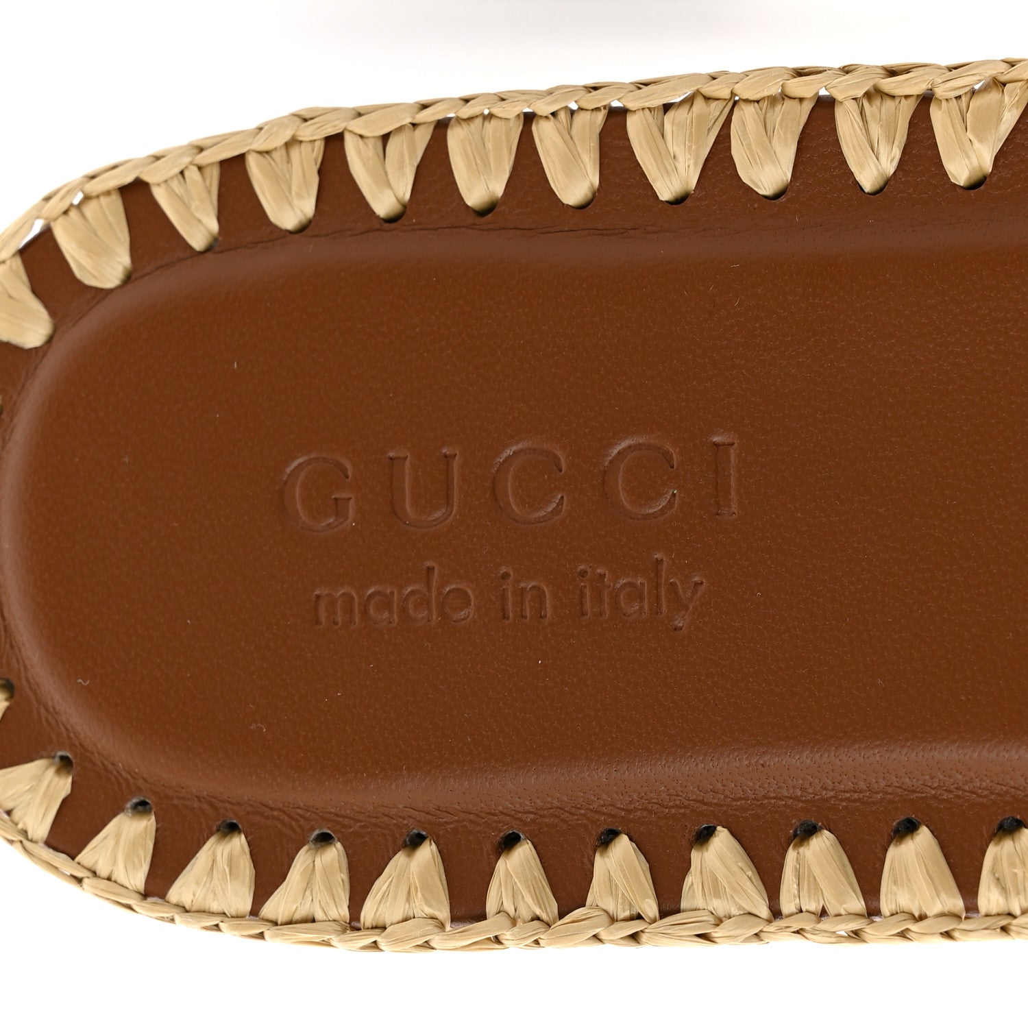 Gucci Raffia Interlocking G Flat Slide Sandals 36.5 Bright Natural Sundial 8 of 10