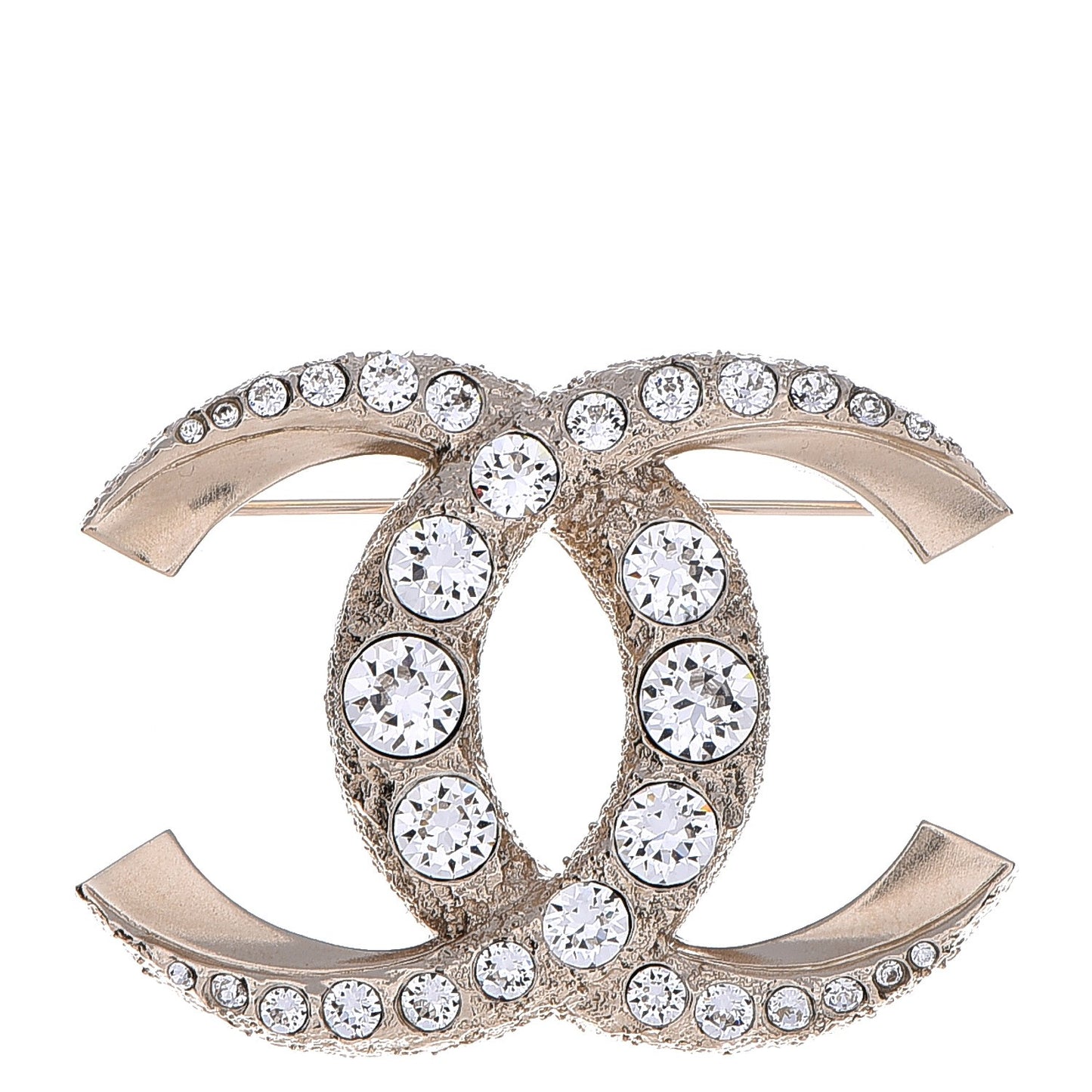 Strass Crystal CC Brooch Light Gold