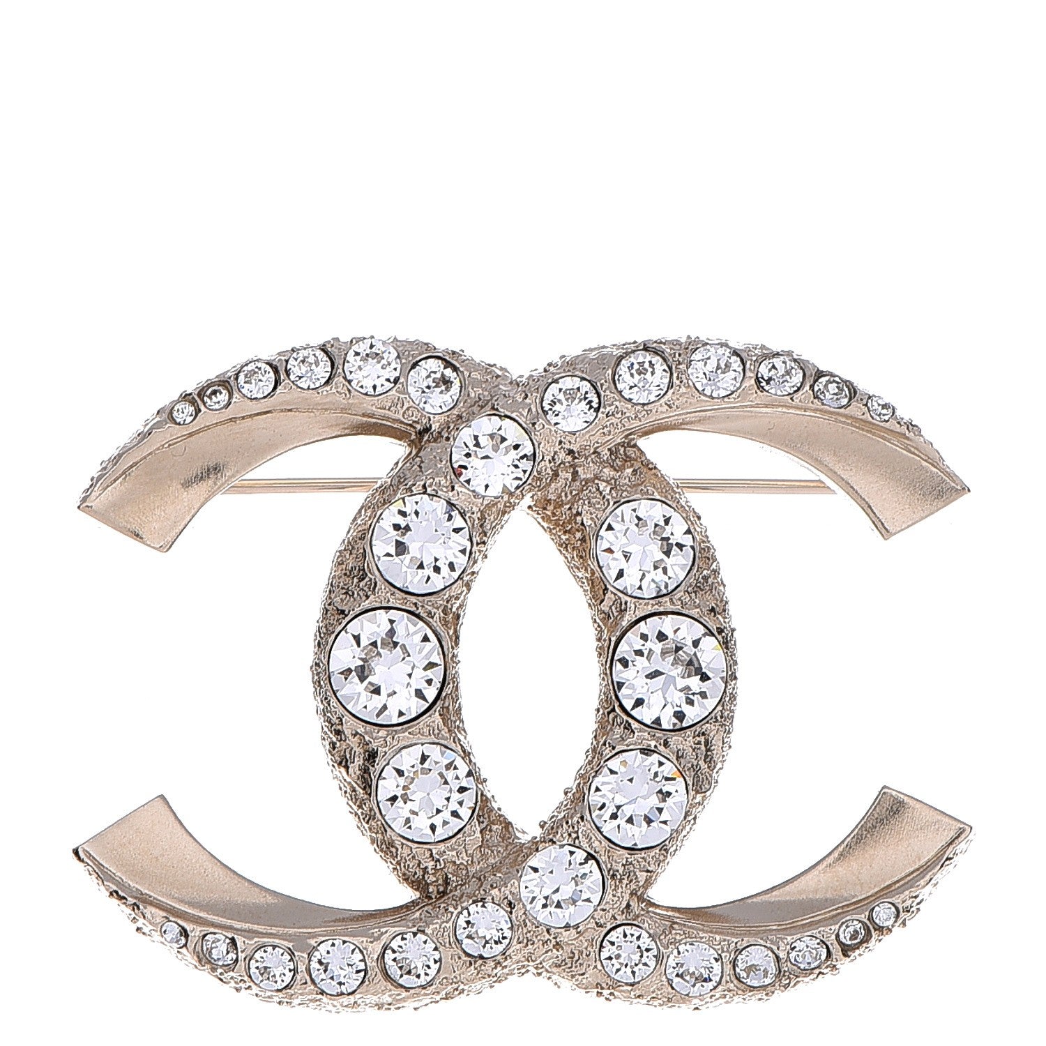 Chanel Strass Crystal CC Brooch Light Gold 1 of 6