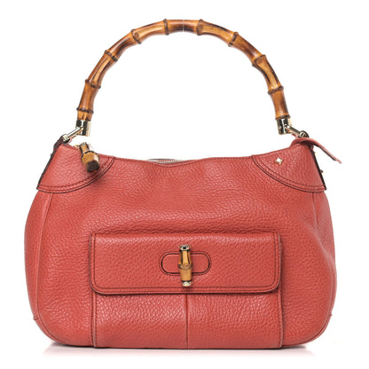 Gucci Calfskin Bamboo Top Handle Bag Coral 1 of 17
