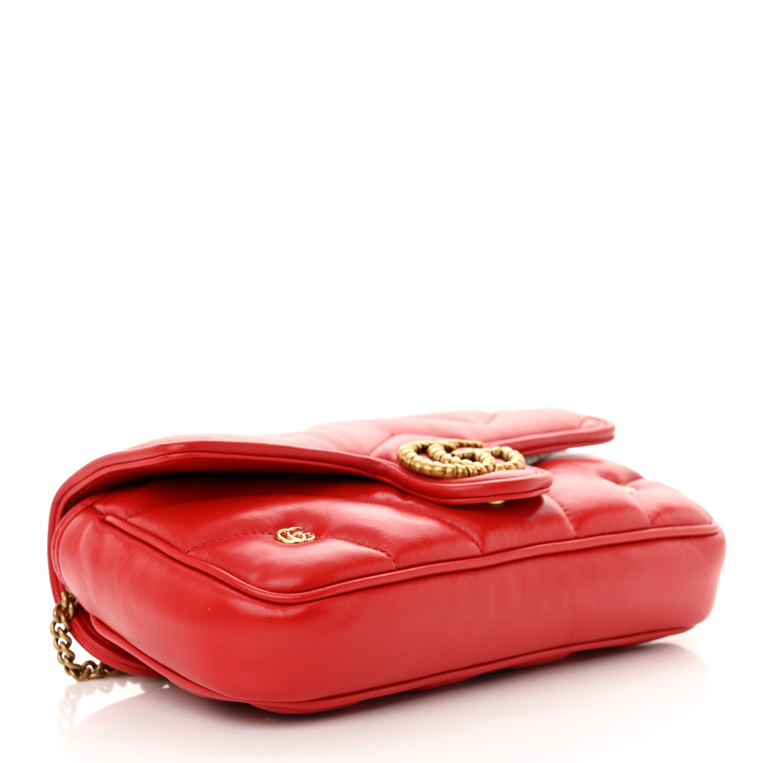Gucci Calfskin Matelasse Double G Studs Mini Torchon GG Marmont Shoulder Bag Hibiscus Red 5 of 12
