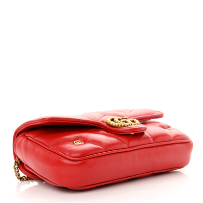 Gucci Calfskin Matelasse Double G Studs Mini Torchon GG Marmont Shoulder Bag Hibiscus Red 5 of 12