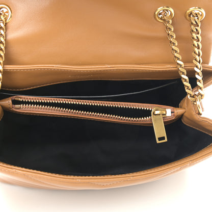 Saint Laurent Calfskin Y Quilted Monogram Small Loulou Chain Satchel Dark Natural 5 of 11