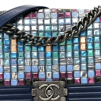 Chanel Lambskin Tile Medium Mosaic Boy Flap Navy Multicolor 8 of 11