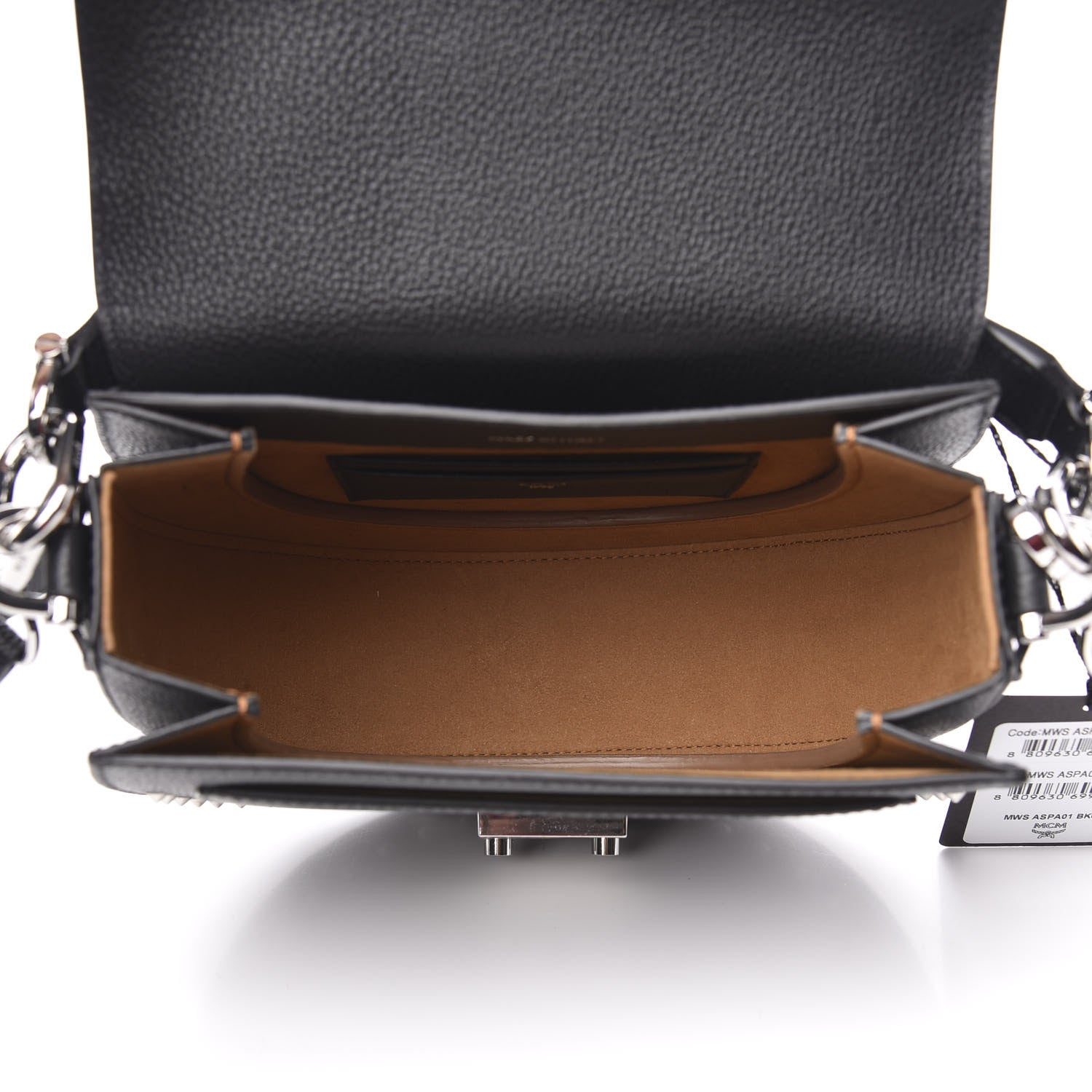 MCM Grained Calfskin Small Patricia Studded Crossbody Bag Black 5 of 9