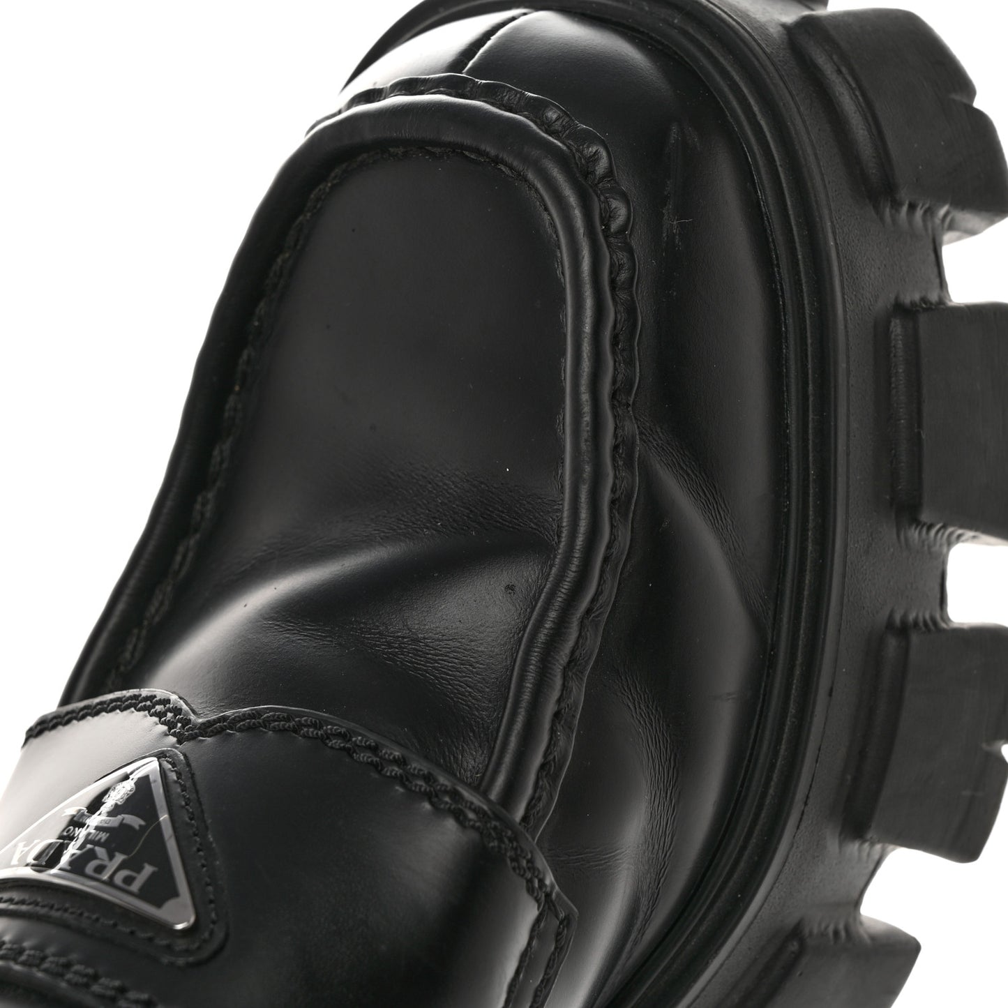 Spazzolato Rois Metal Triangle Logo Mens Monolith 60mm Loafers 6 Black