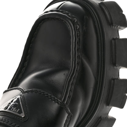 Prada Spazzolato Rois Metal Triangle Logo Mens Monolith 60mm Loafers 6 Black 11 of 15