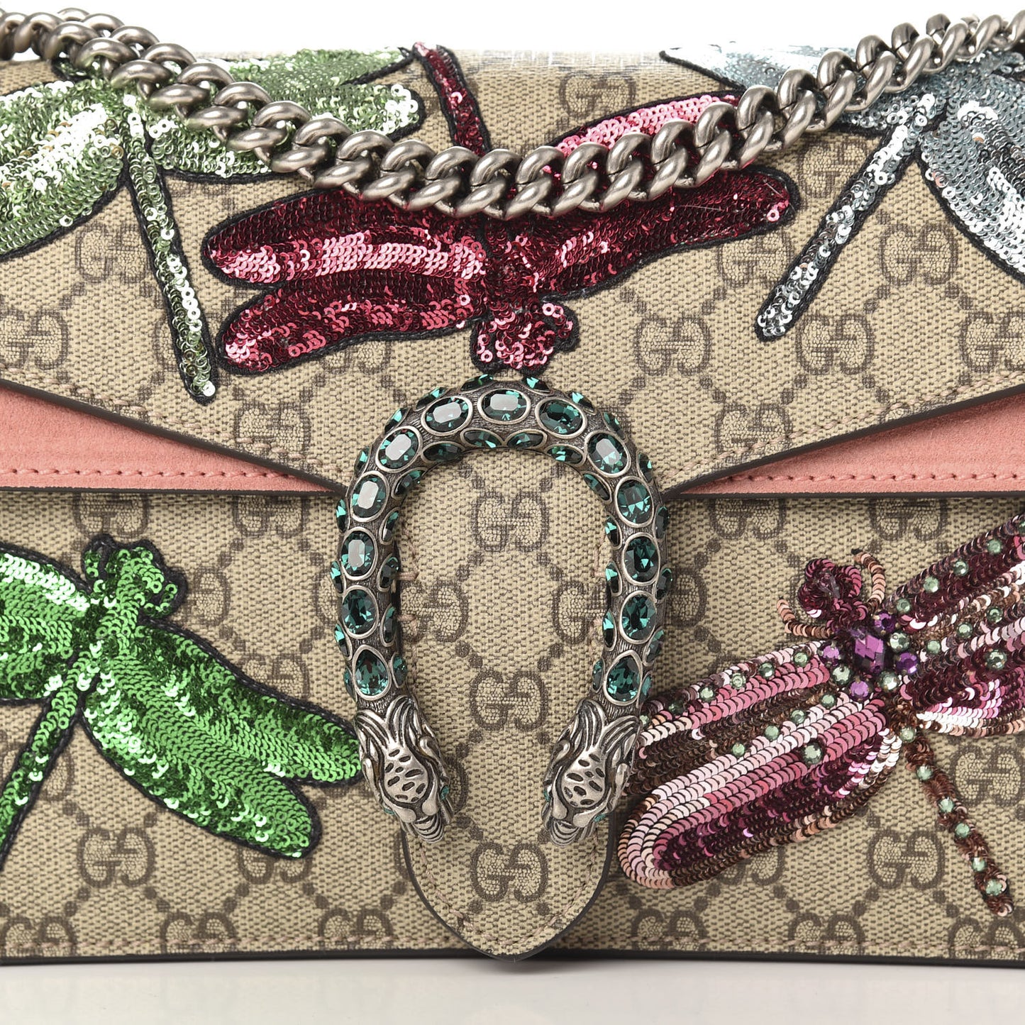 GG Supreme Monogram Dragonfly Embroidered Small Dionysus Shoulder Bag Taupe
