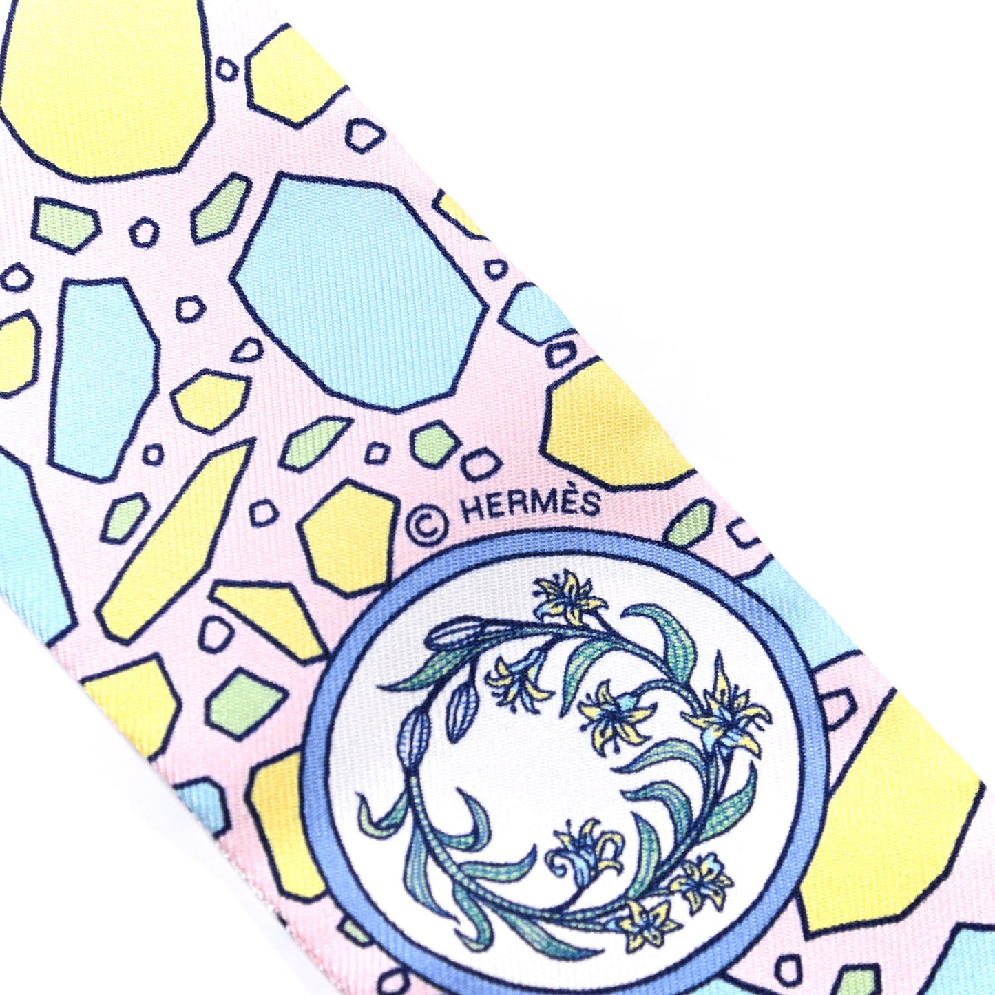 Silk La Danse Des Amazones Twilly Rose Pale Bleu Jaune