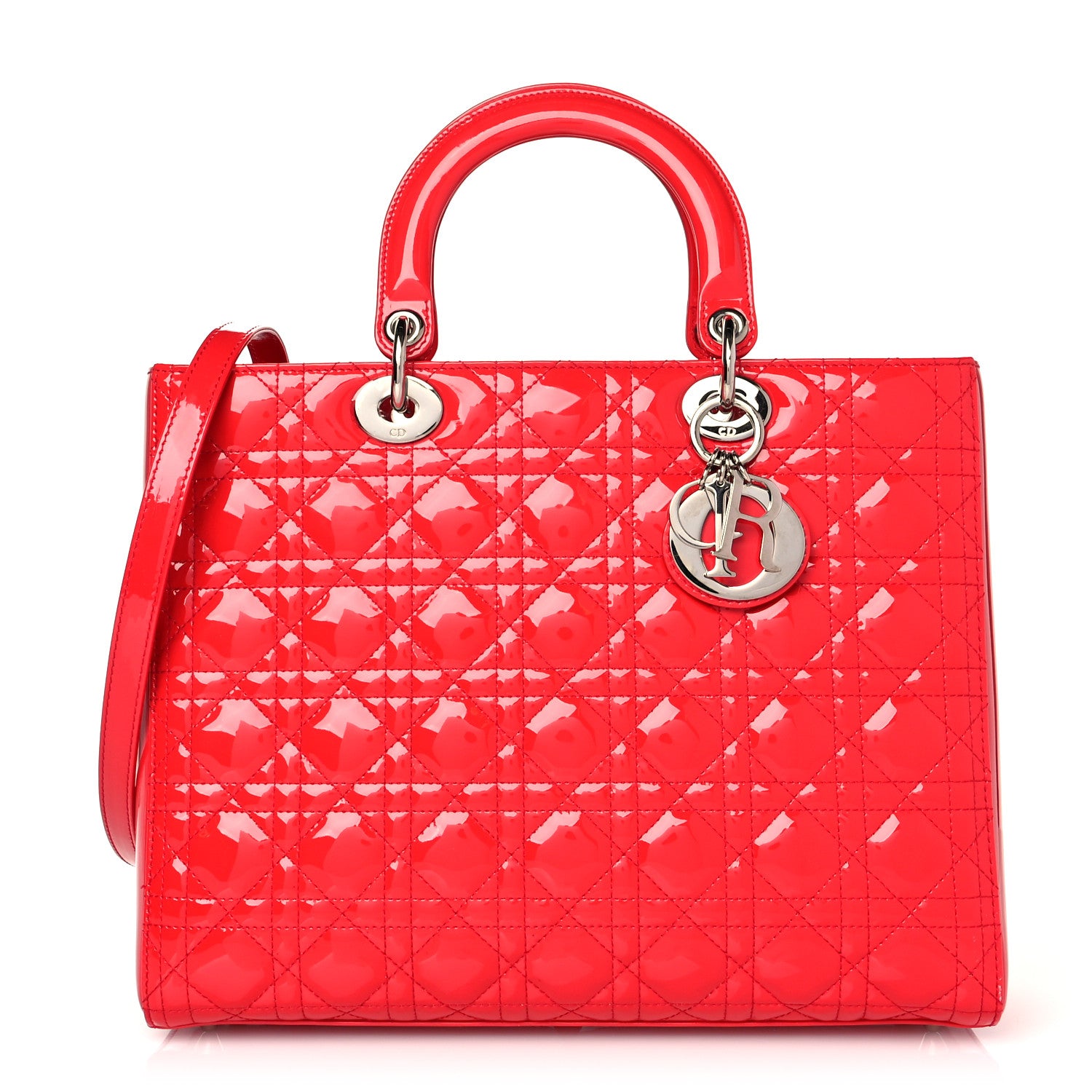 Christian Dior Patent Cannage Large Lady Dior Red 1 of 10