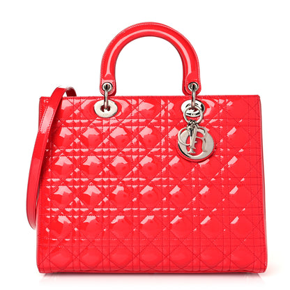 Christian Dior Patent Cannage Large Lady Dior Red 1 of 10