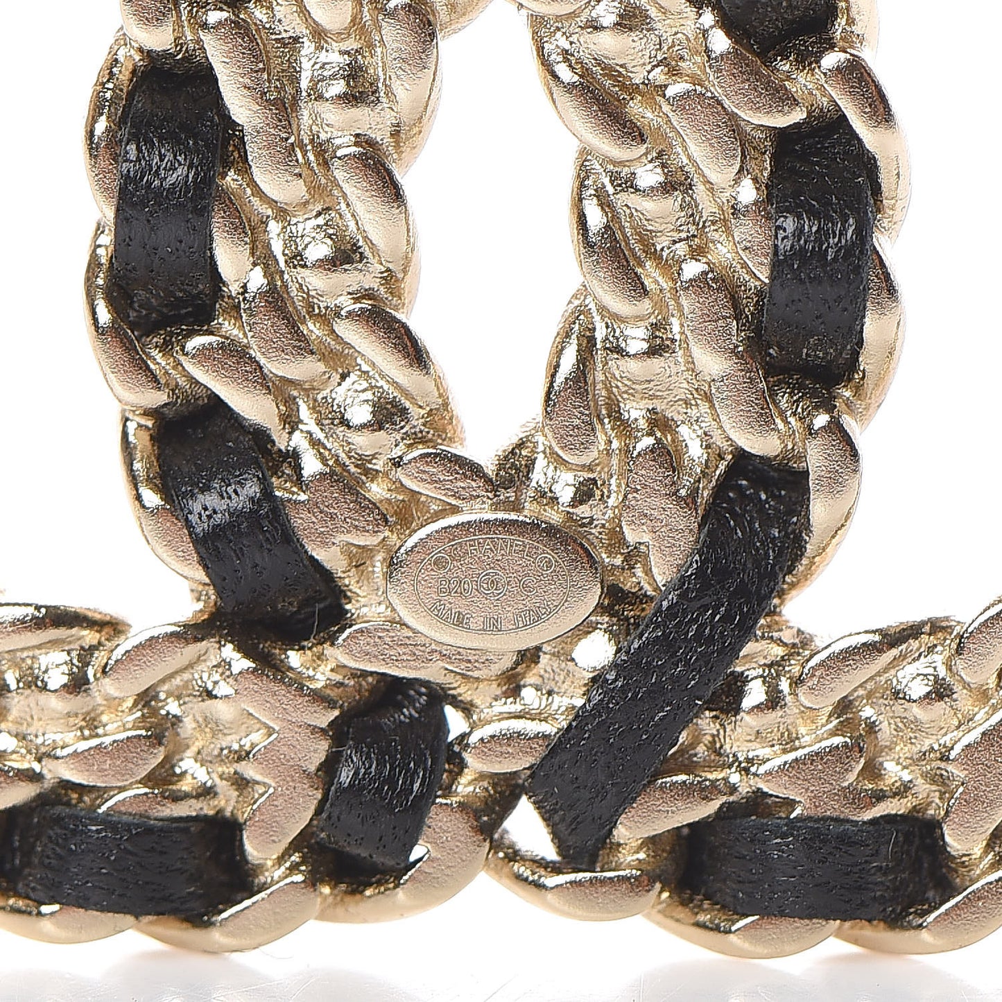 Lambskin Crystal CC Brooch Black Gold