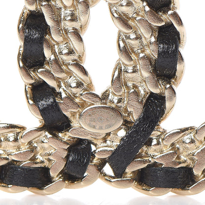 Chanel Lambskin Crystal CC Brooch Black Gold 4 of 5