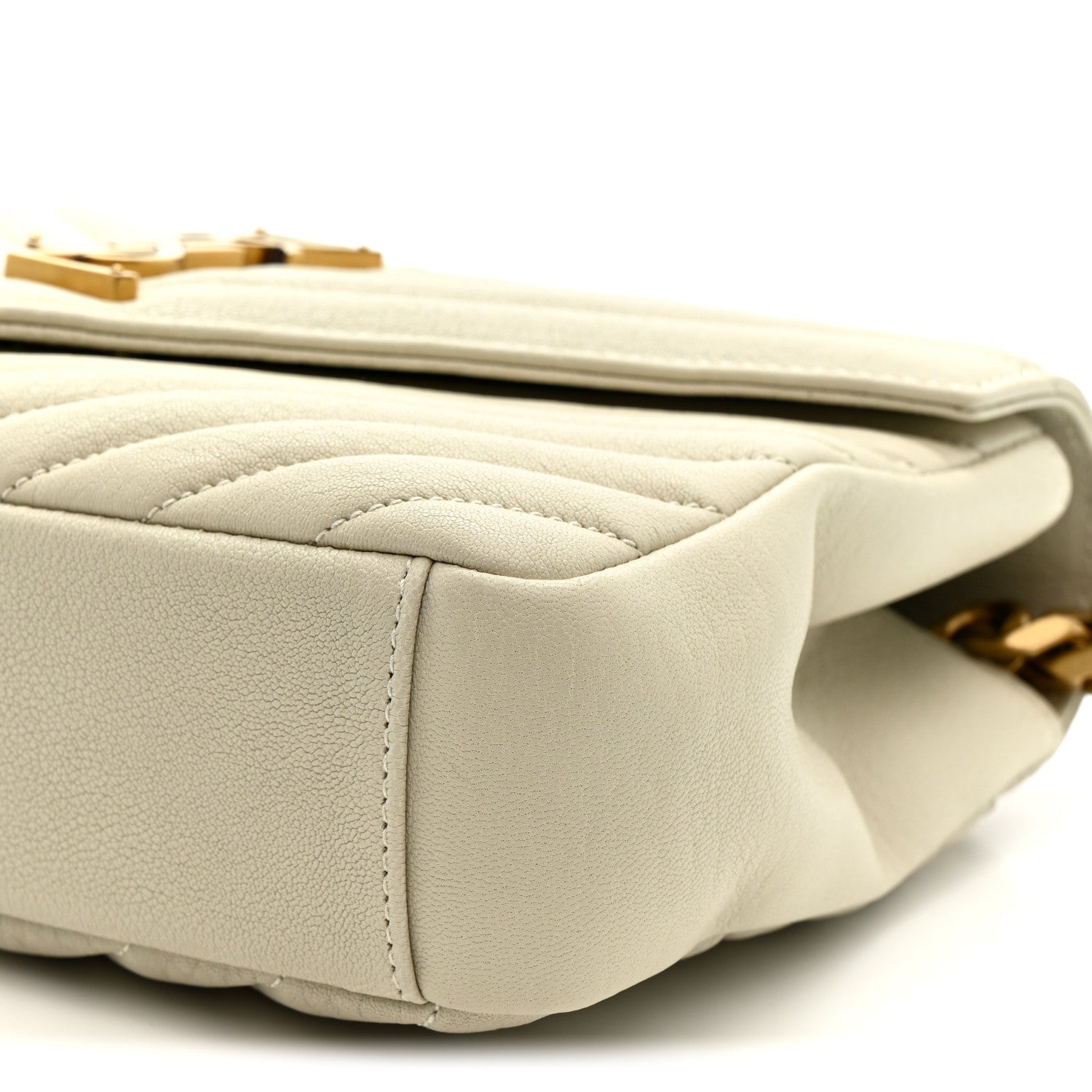Saint Laurent Sheepskin Matelasse Chevron Monogram Medium College Bag Crema Soft 11 of 11